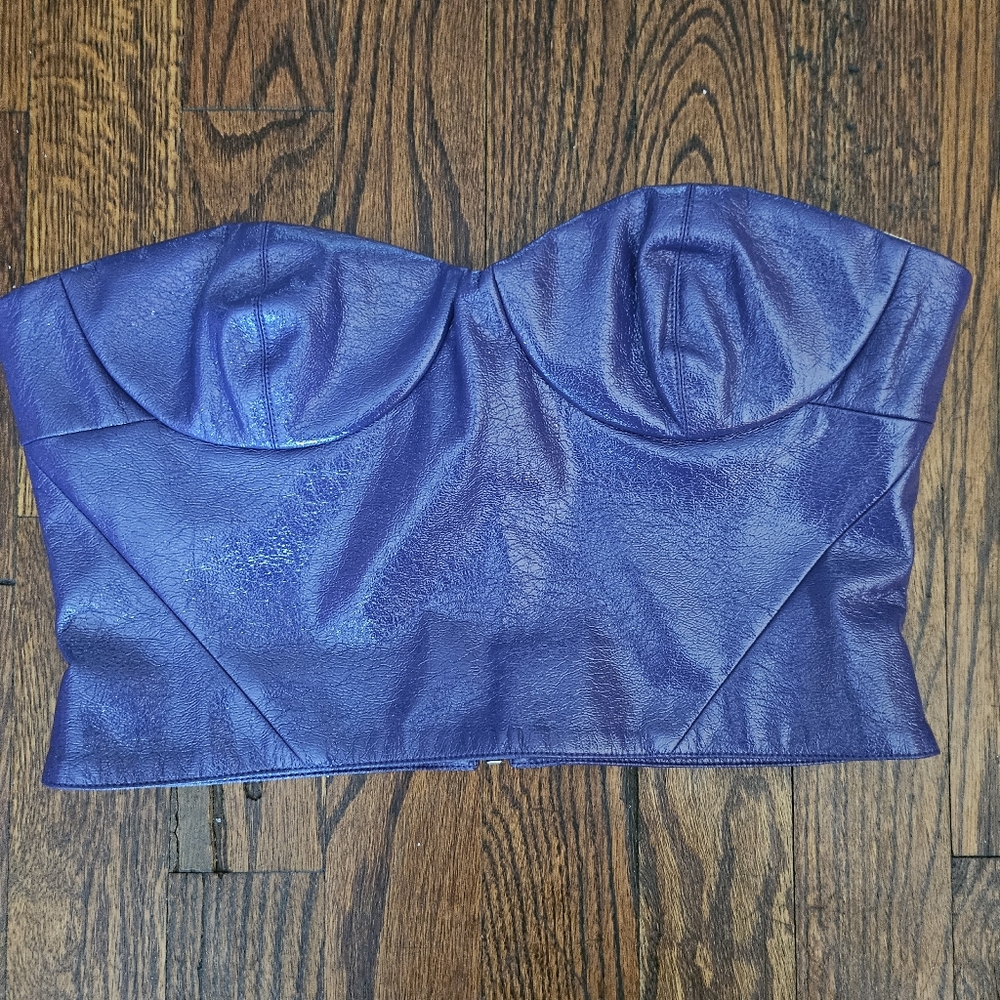 Rotate By Birger Christensen Faux Leather Purple Bustier NWT Size 32/ XS